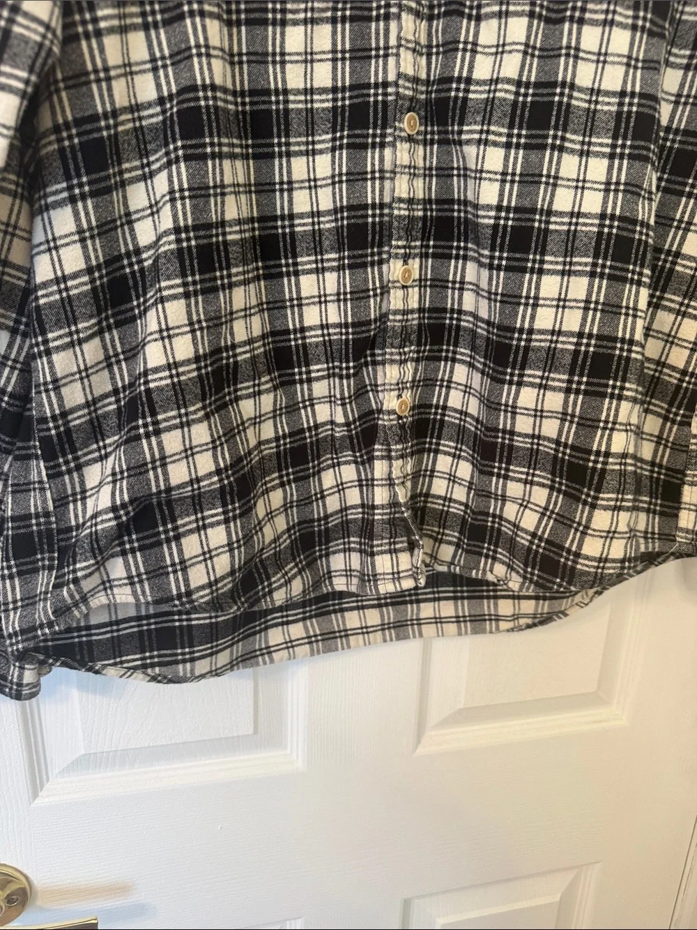 Abercrombie & Fitch Soft A&F Flannel Shirt Black White Plaid XXL